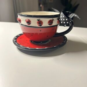 Ladybug Teacup and Saucer